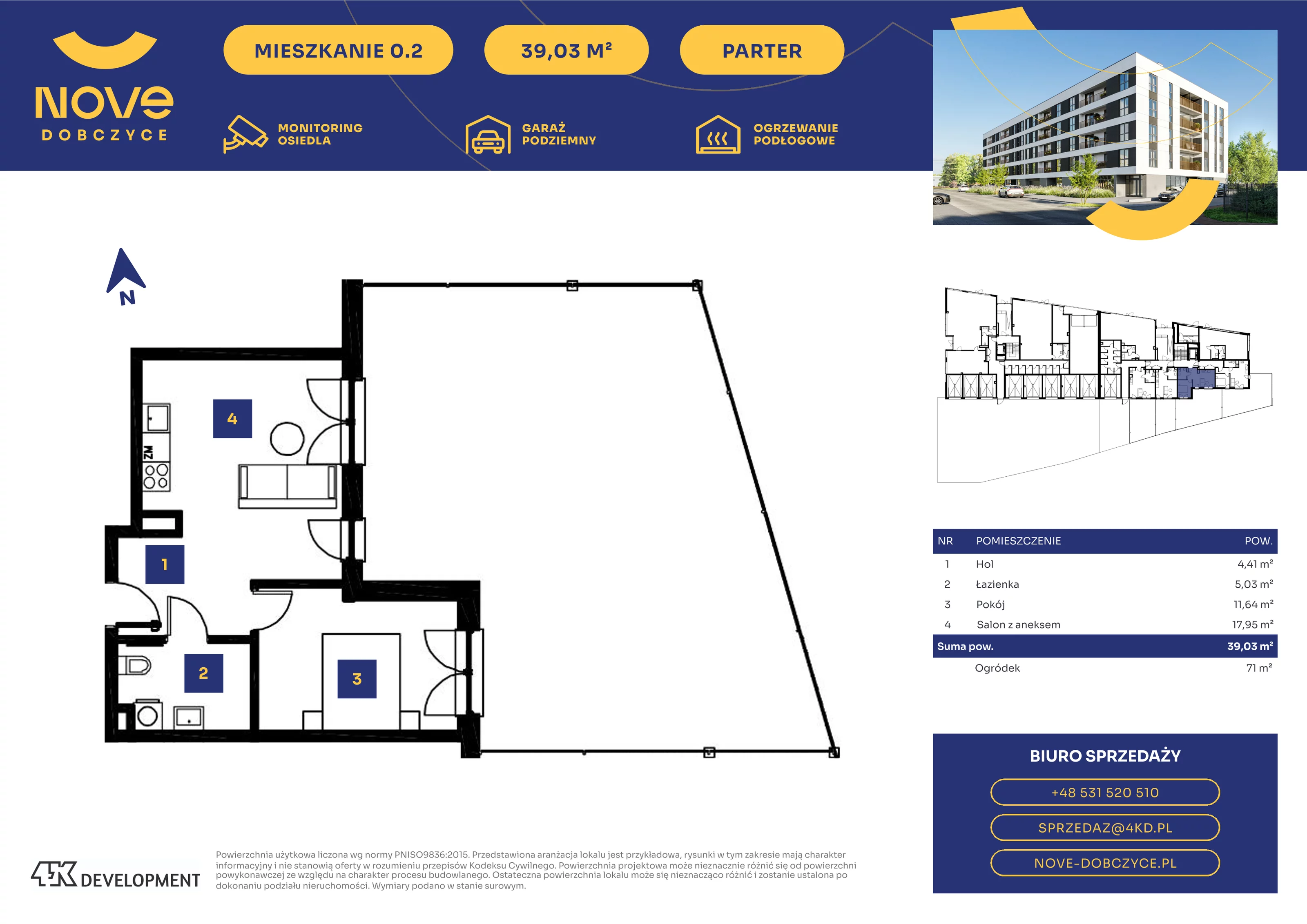 Mieszkanie 39,03 m², parter, oferta nr 0.2., NOVE Dobczyce, Dobczyce, ul. Wesoła / Szkolna