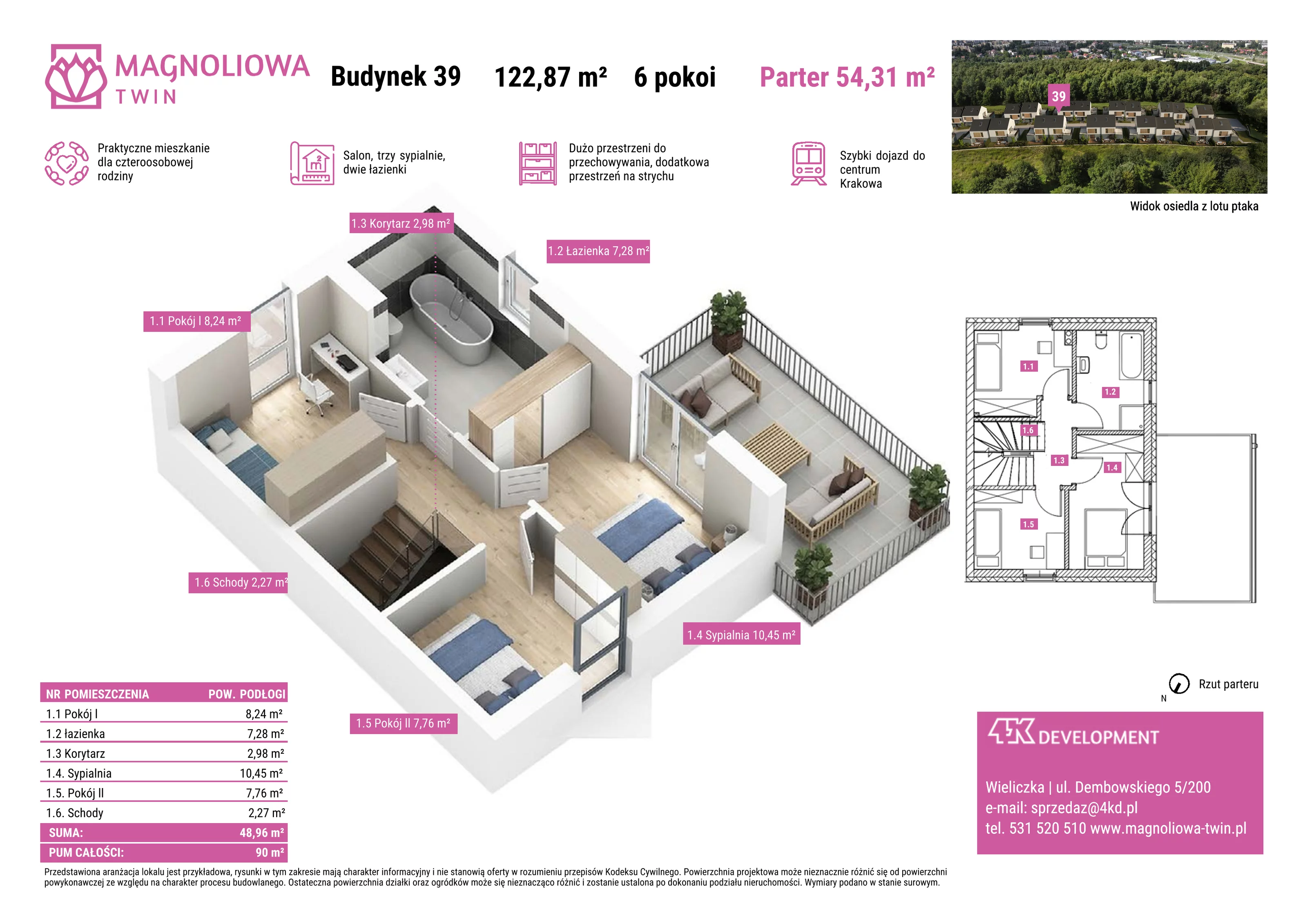Dom 122,87 m², oferta nr A/39, Magnoliowa Twin - II Etap, Wieliczka, ul. Magnoliowa