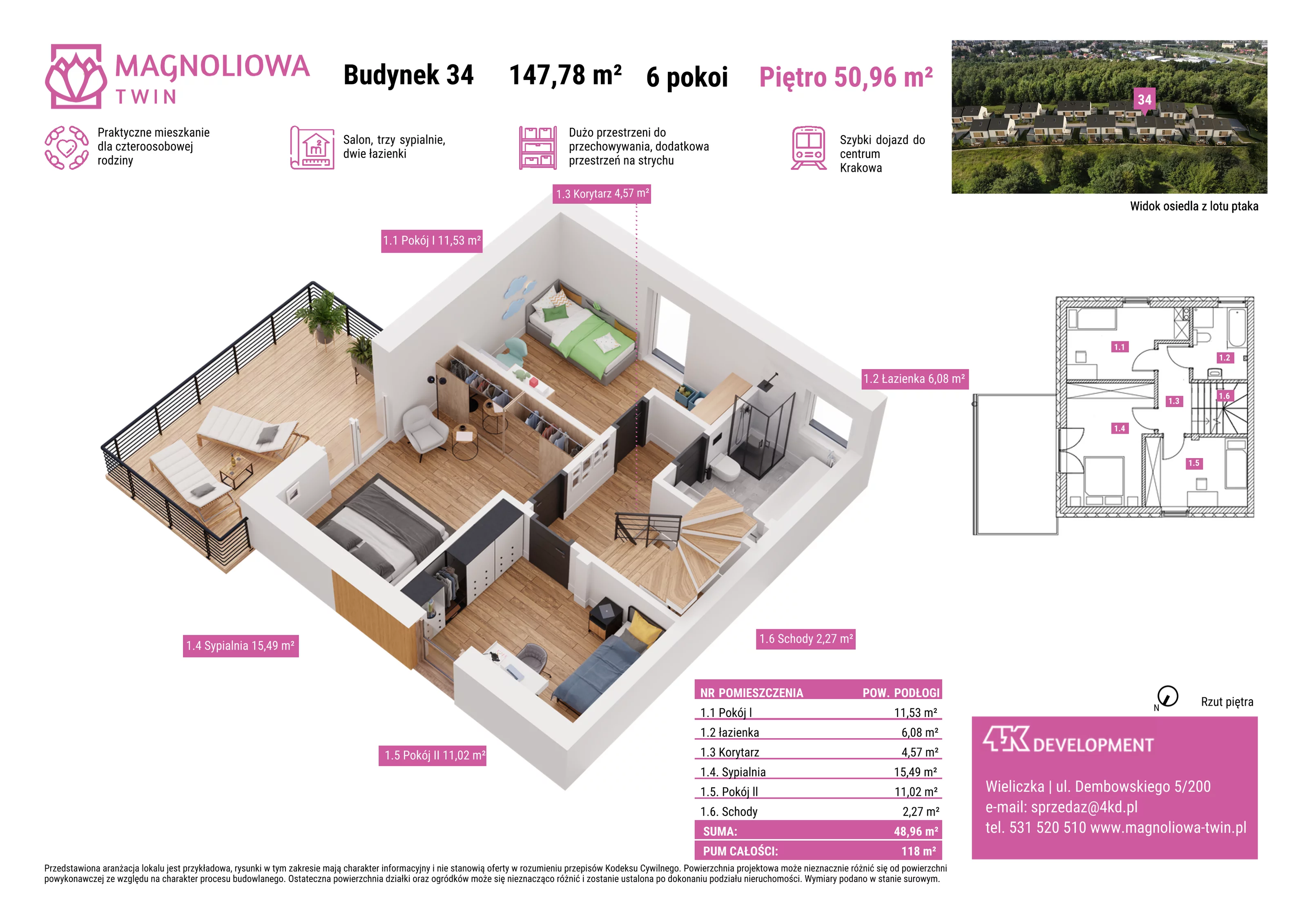 Dom 147,78 m², oferta nr B/34, Magnoliowa Twin - II Etap, Wieliczka, ul. Magnoliowa
