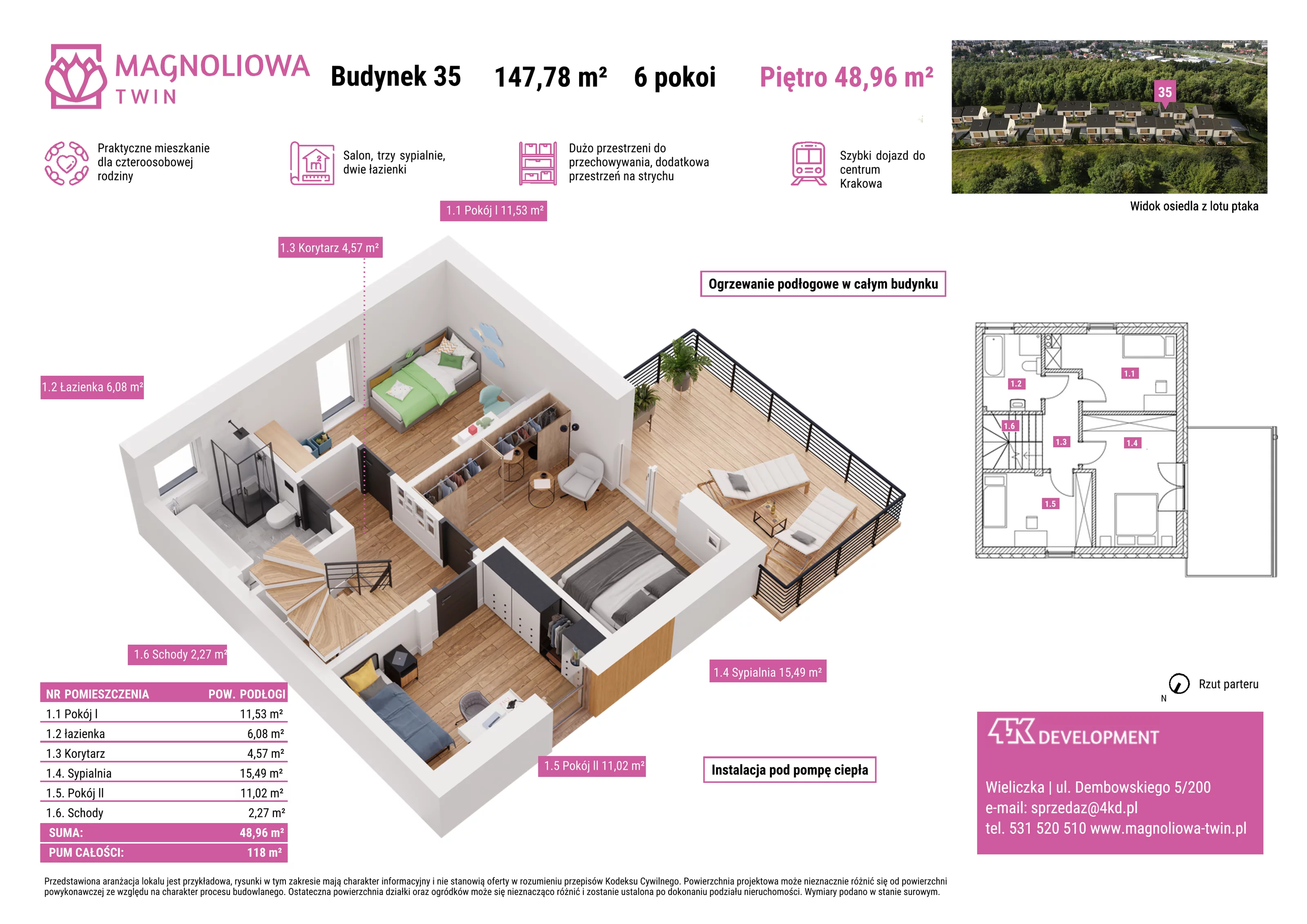 Dom 147,78 m², oferta nr B/35, Magnoliowa Twin - II Etap, Wieliczka, ul. Magnoliowa