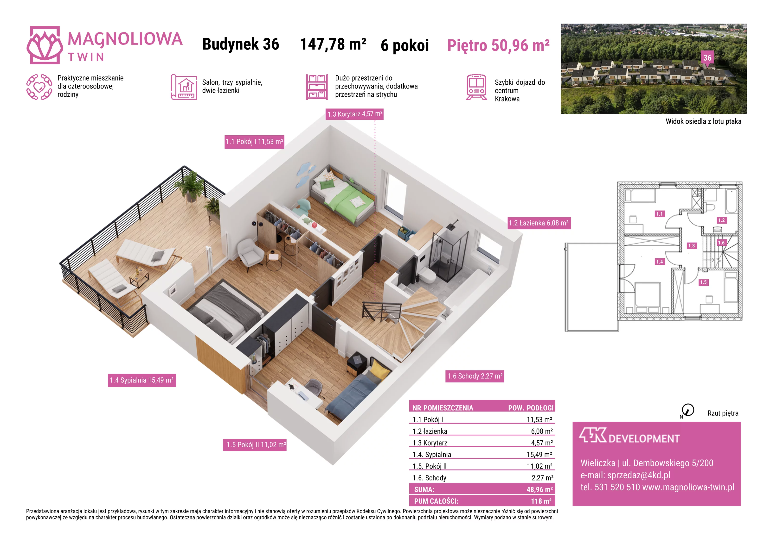 Dom 147,78 m², oferta nr B/36, Magnoliowa Twin - II Etap, Wieliczka, ul. Magnoliowa