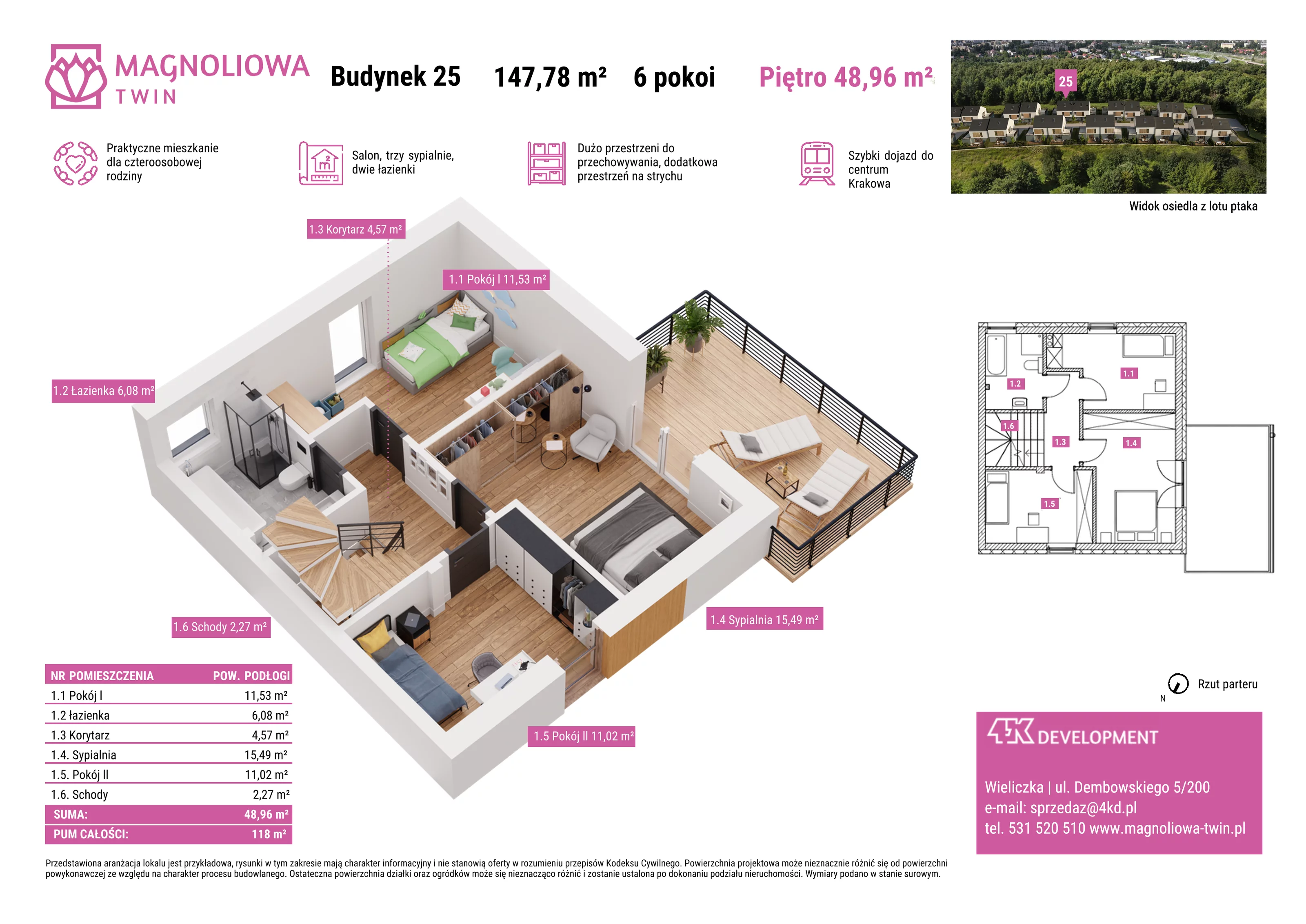Dom 147,78 m², oferta nr B/25, Magnoliowa Twin - II Etap, Wieliczka, ul. Magnoliowa
