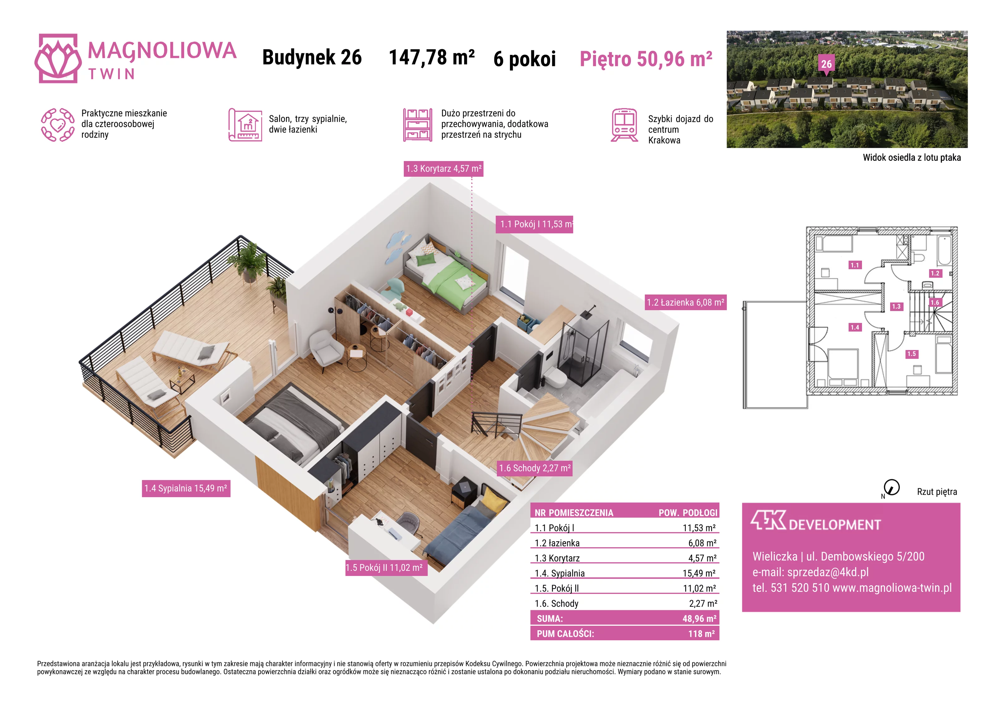 Dom 147,78 m², oferta nr B/26, Magnoliowa Twin - II Etap, Wieliczka, ul. Magnoliowa