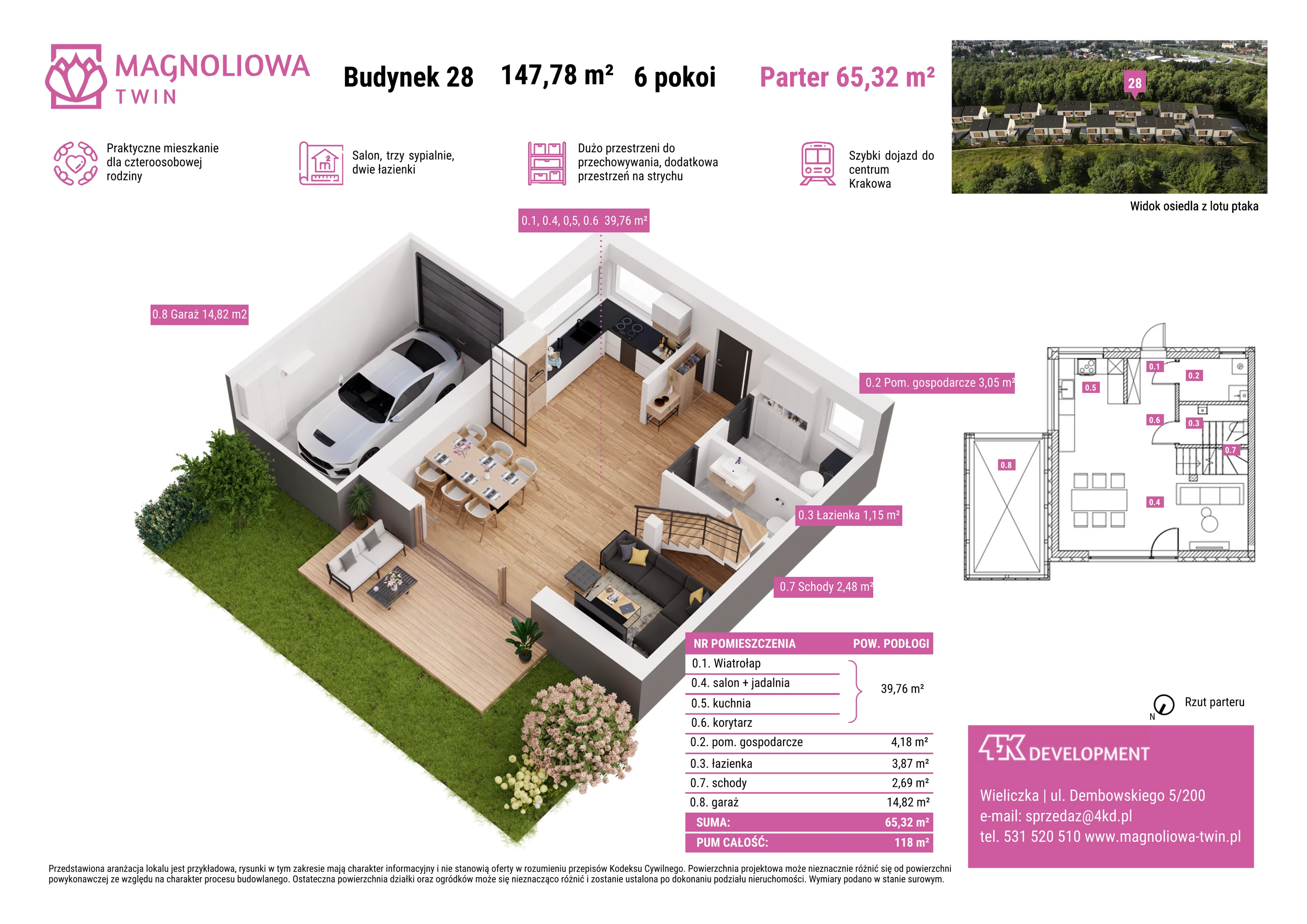 Dom 147,78 m², oferta nr B/28, Magnoliowa Twin - II Etap, Wieliczka, ul. Magnoliowa