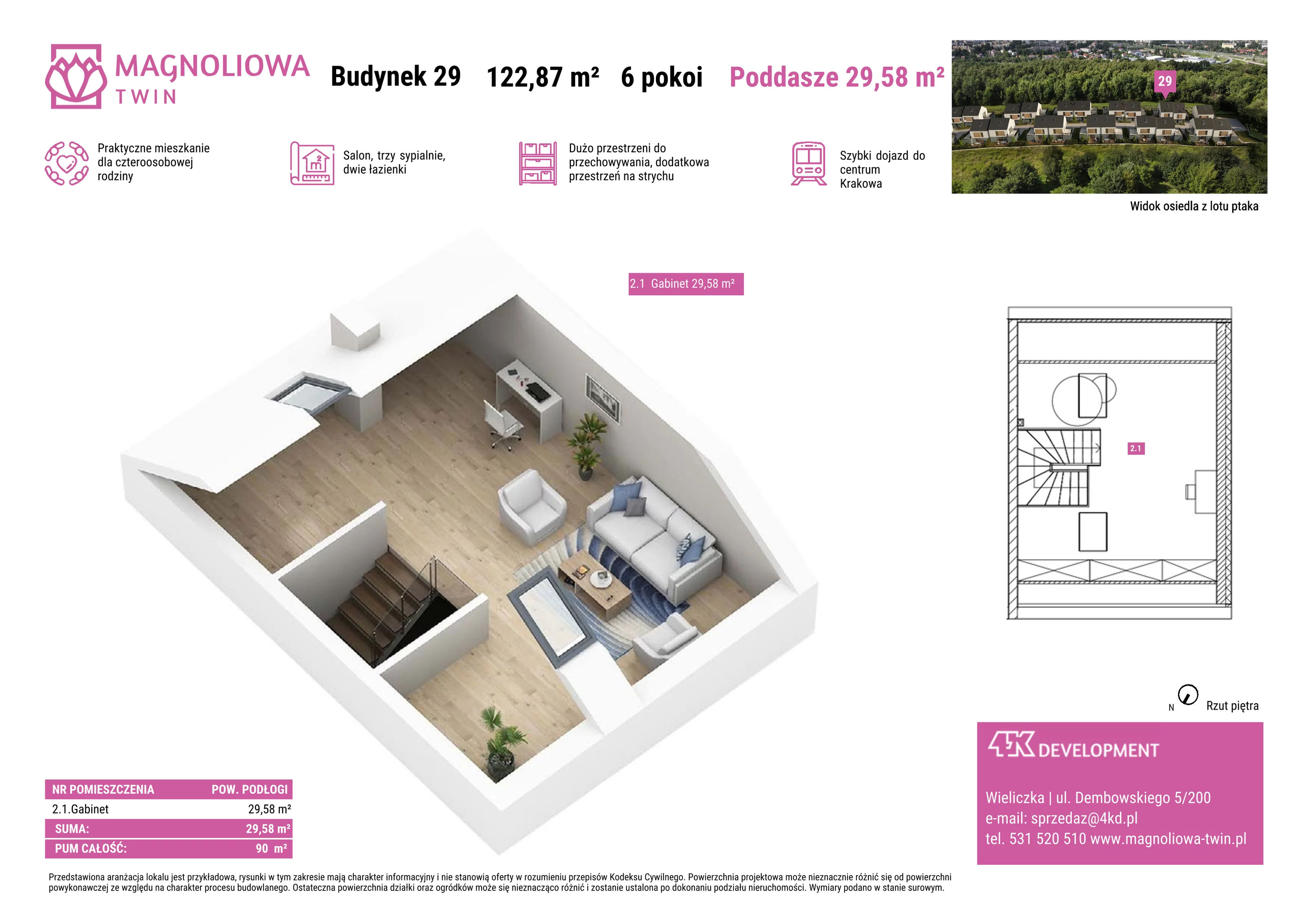 Dom 122,87 m², oferta nr A/29, Magnoliowa Twin - II Etap, Wieliczka, ul. Magnoliowa