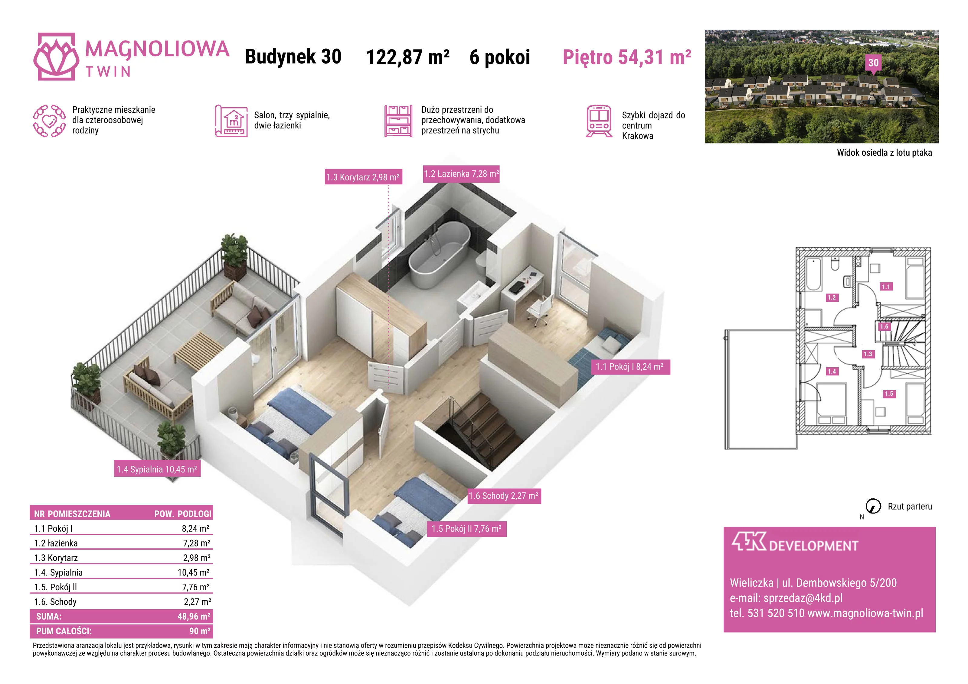 Dom 122,87 m², oferta nr A/30, Magnoliowa Twin - II Etap, Wieliczka, ul. Magnoliowa
