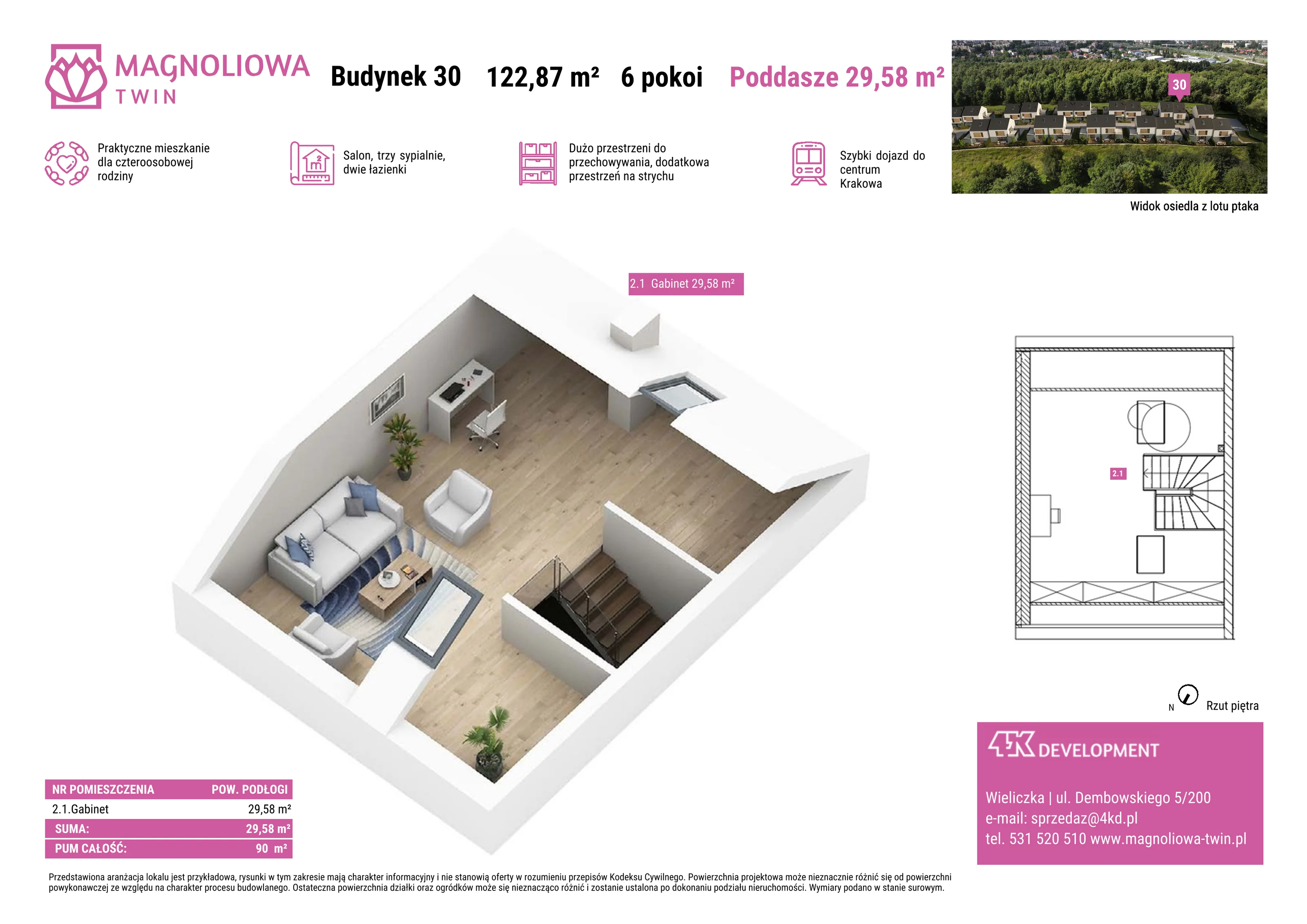 Dom 122,87 m², oferta nr A/30, Magnoliowa Twin - II Etap, Wieliczka, ul. Magnoliowa
