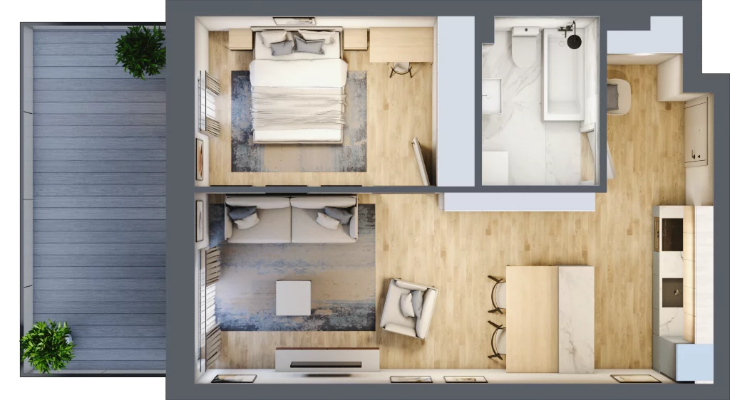2 pokoje, mieszkanie 48,02 m², parter, oferta nr 232_2, Kamieńskiego 232, Wrocław, Polanowice-Poświętne-Ligota, Poświętne, ul. Kamieńskiego 232