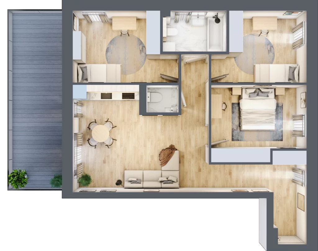 4 pokoje, mieszkanie 79,84 m², parter, oferta nr 232_4, Kamieńskiego 232, Wrocław, Polanowice-Poświętne-Ligota, Poświętne, ul. Kamieńskiego 232