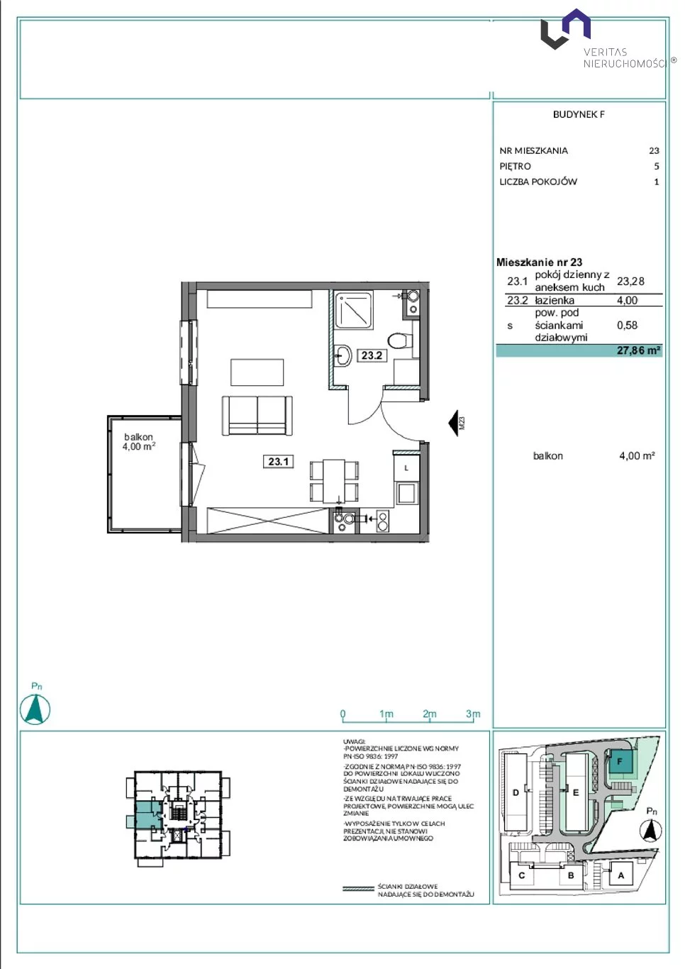 Mieszkanie na sprzedaż, 27,86 m², 1 pokój, 5 piętro, oferta nr VTS-MS-5845