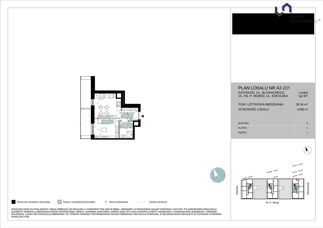 Mieszkanie na sprzedaż, 26,34 m², 1 pokój, 1 piętro, oferta nr VTS-MS-6936