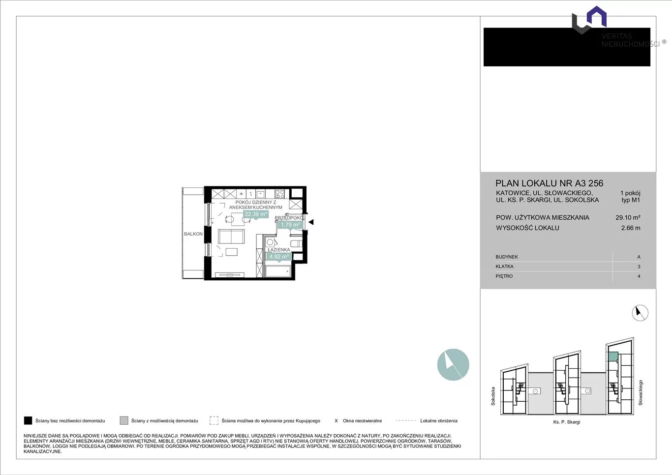 Mieszkanie na sprzedaż, 29,13 m², 1 pokój, 4 piętro, oferta nr VTS-MS-6938