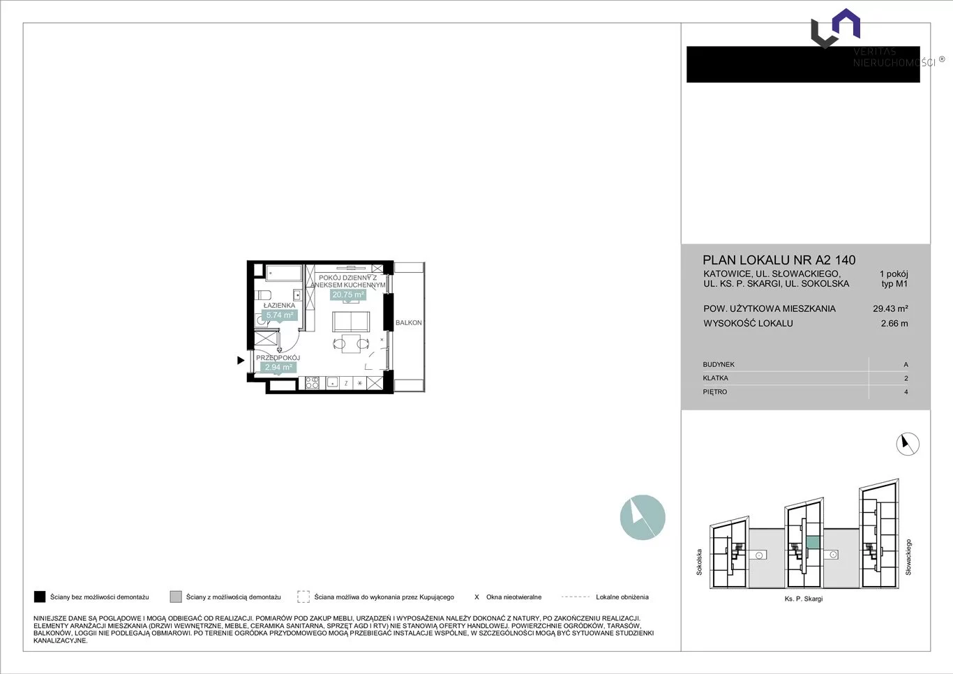 Mieszkanie na sprzedaż, 29,43 m², 1 pokój, 4 piętro, oferta nr VTS-MS-6939