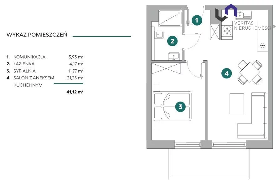 2 pokoje, mieszkanie 41,01 m², piętro 1, oferta nr , VTS-MS-7171, Bielsko-Biała