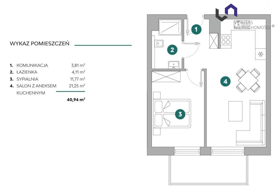 2 pokoje, mieszkanie 40,91 m², piętro 2, oferta nr , VTS-MS-7176, Bielsko-Biała