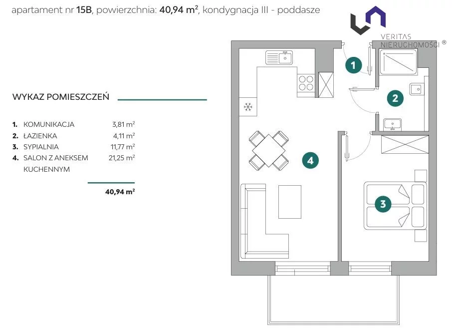 2 pokoje, mieszkanie 40,89 m², piętro 2, oferta nr , VTS-MS-7175, Bielsko-Biała