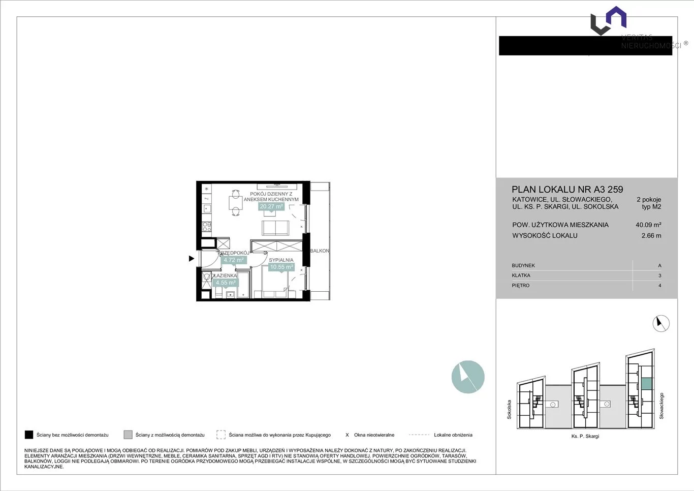 Mieszkanie na sprzedaż, 40,09 m², 2 pokoje, 4 piętro, oferta nr VTS-MS-6944