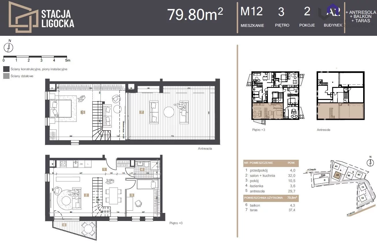 Mieszkanie na sprzedaż, 79,80 m², 2 pokoje, 3 piętro, oferta nr VTS-MS-7031