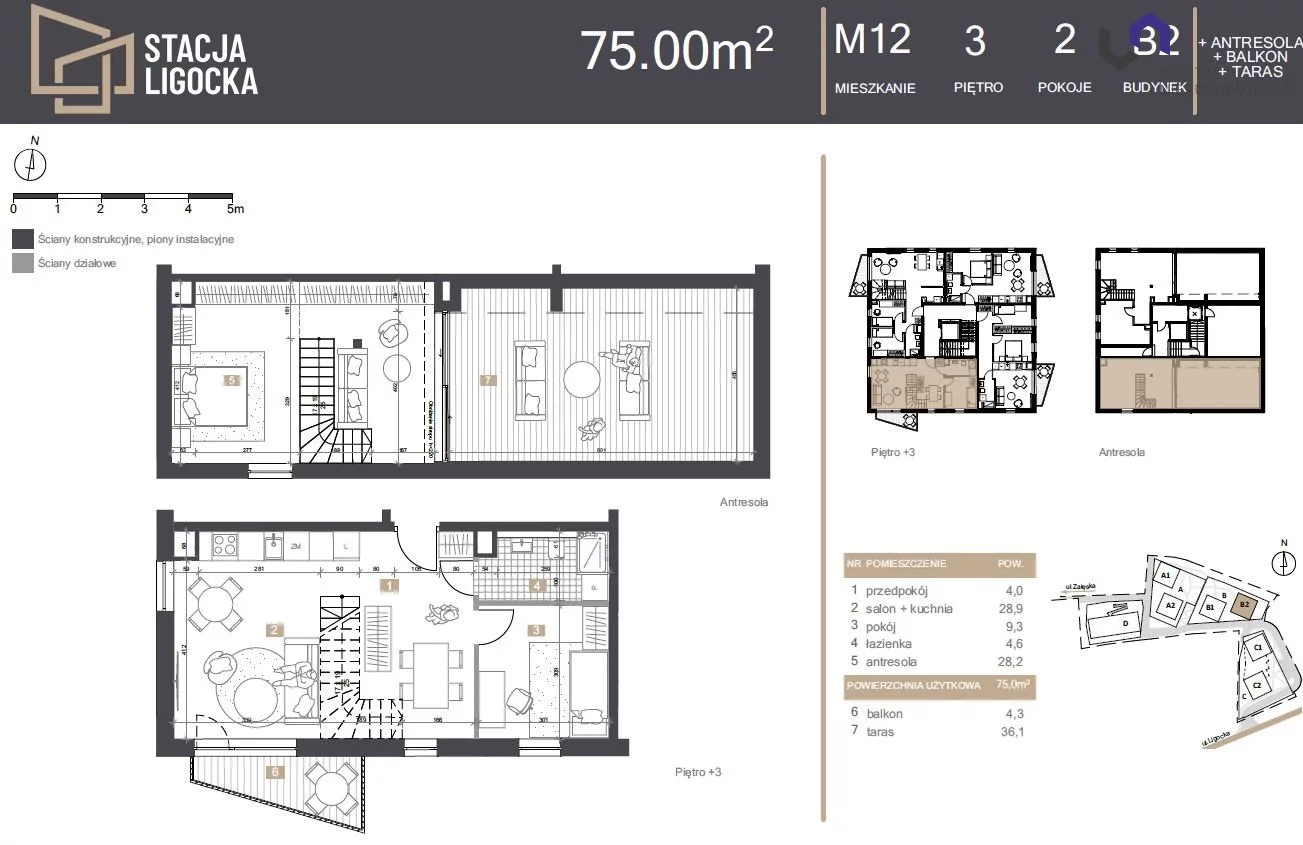 Mieszkanie na sprzedaż, 75,00 m², 2 pokoje, 3 piętro, oferta nr VTS-MS-7041