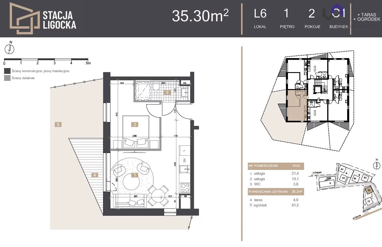 Mieszkanie na sprzedaż, 35,30 m², 2 pokoje, 1 piętro, oferta nr VTS-MS-7045