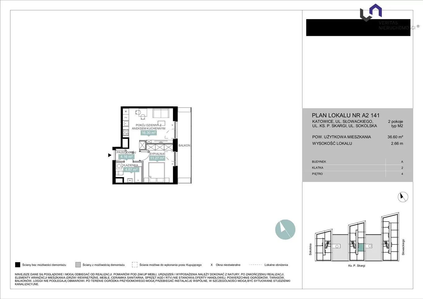 Mieszkanie na sprzedaż, 36,60 m², 2 pokoje, 4 piętro, oferta nr VTS-MS-6940