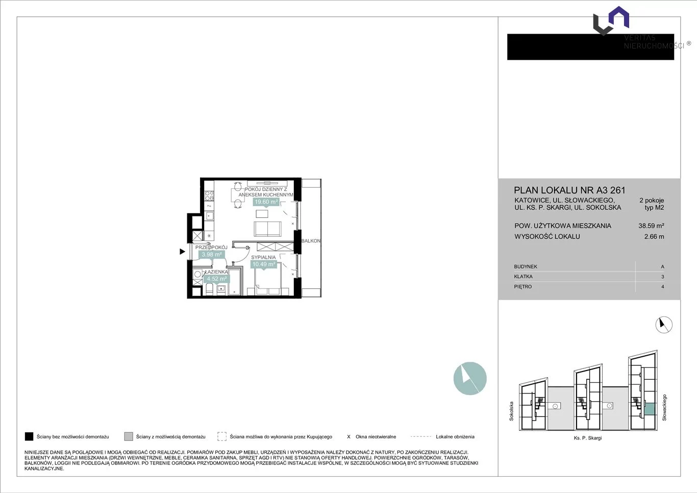 Mieszkanie na sprzedaż, 38,59 m², 2 pokoje, 4 piętro, oferta nr VTS-MS-6942