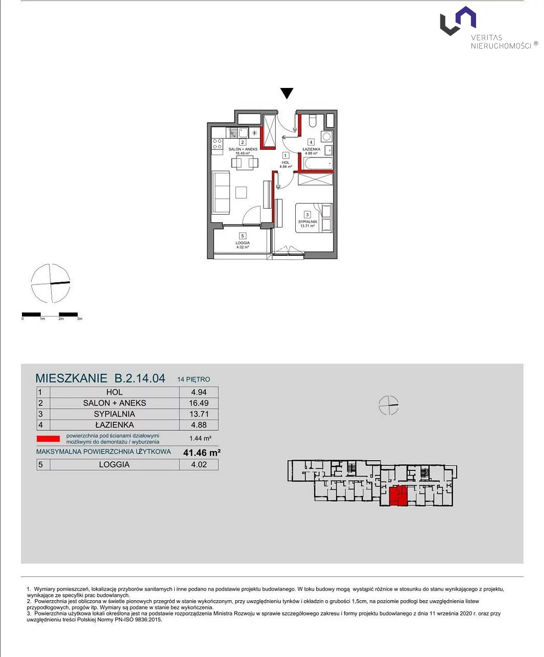 Mieszkanie na sprzedaż, 41,46 m², 2 pokoje, 14 piętro, oferta nr VTS-MS-6730