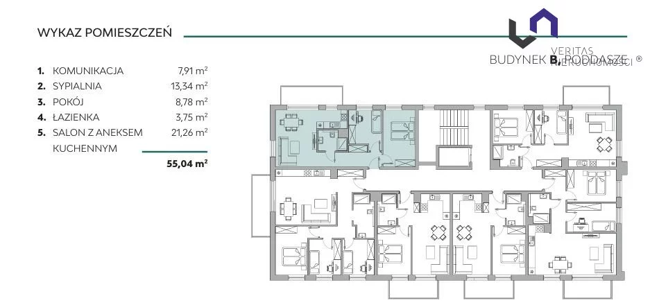 3 pokoje, mieszkanie 54,95 m², piętro 2, oferta nr , VTS-MS-7177, Bielsko-Biała