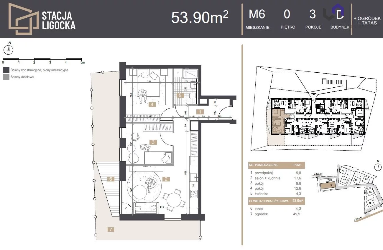 Mieszkanie na sprzedaż, 53,90 m², 3 pokoje, parter, oferta nr VTS-MS-7057