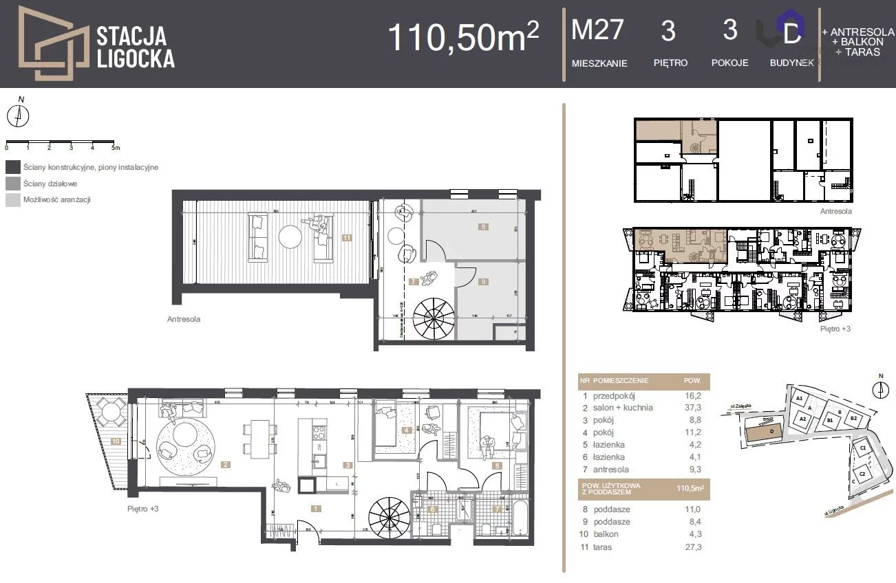 Mieszkanie na sprzedaż, 110,50 m², 3 pokoje, 3 piętro, oferta nr VTS-MS-7061