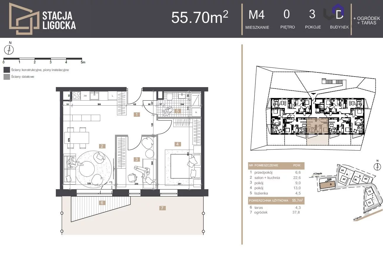 Mieszkanie na sprzedaż, 55,70 m², 3 pokoje, parter, oferta nr VTS-MS-7056