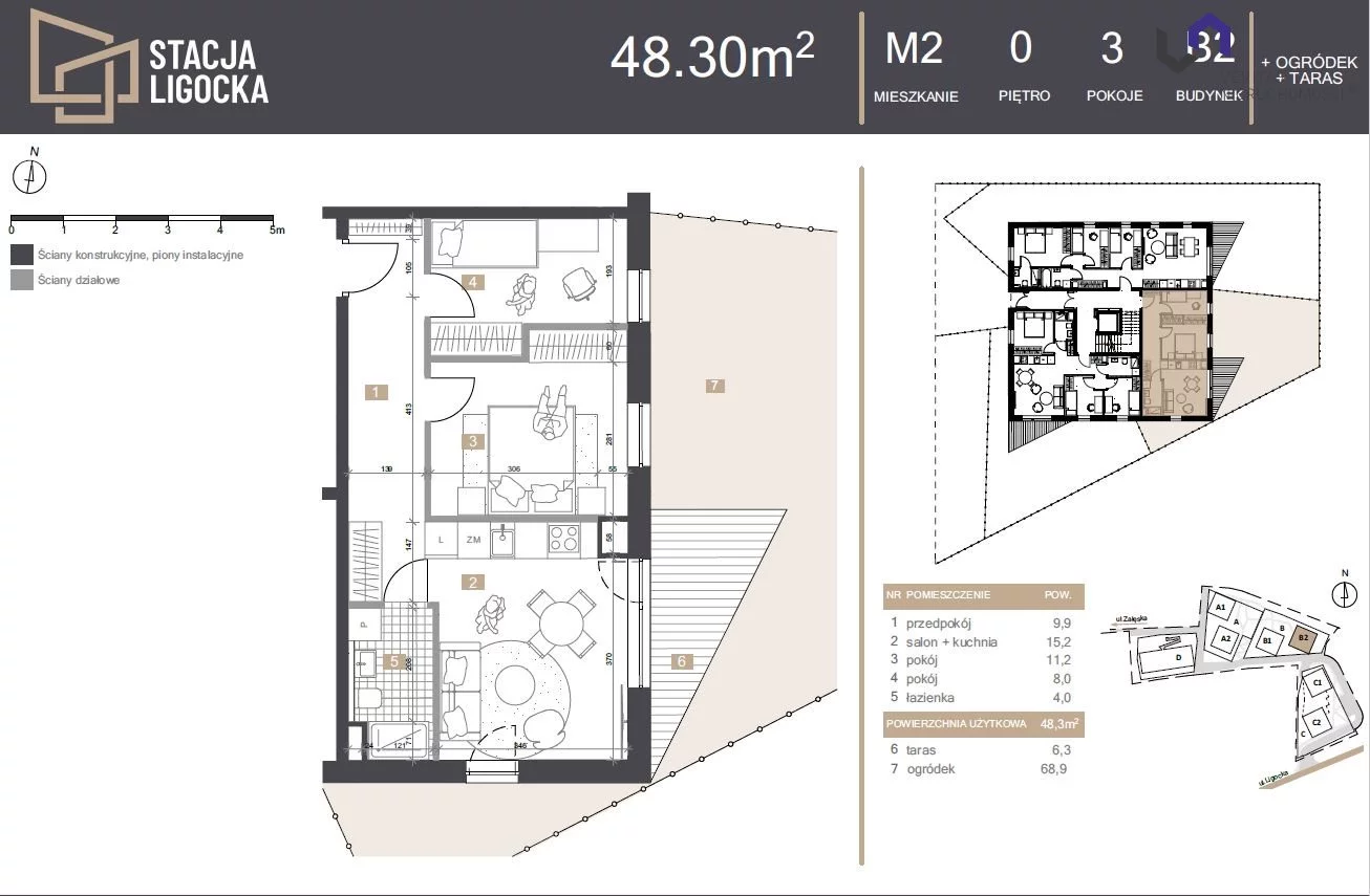 Mieszkanie na sprzedaż, 48,30 m², 3 pokoje, parter, oferta nr VTS-MS-7037