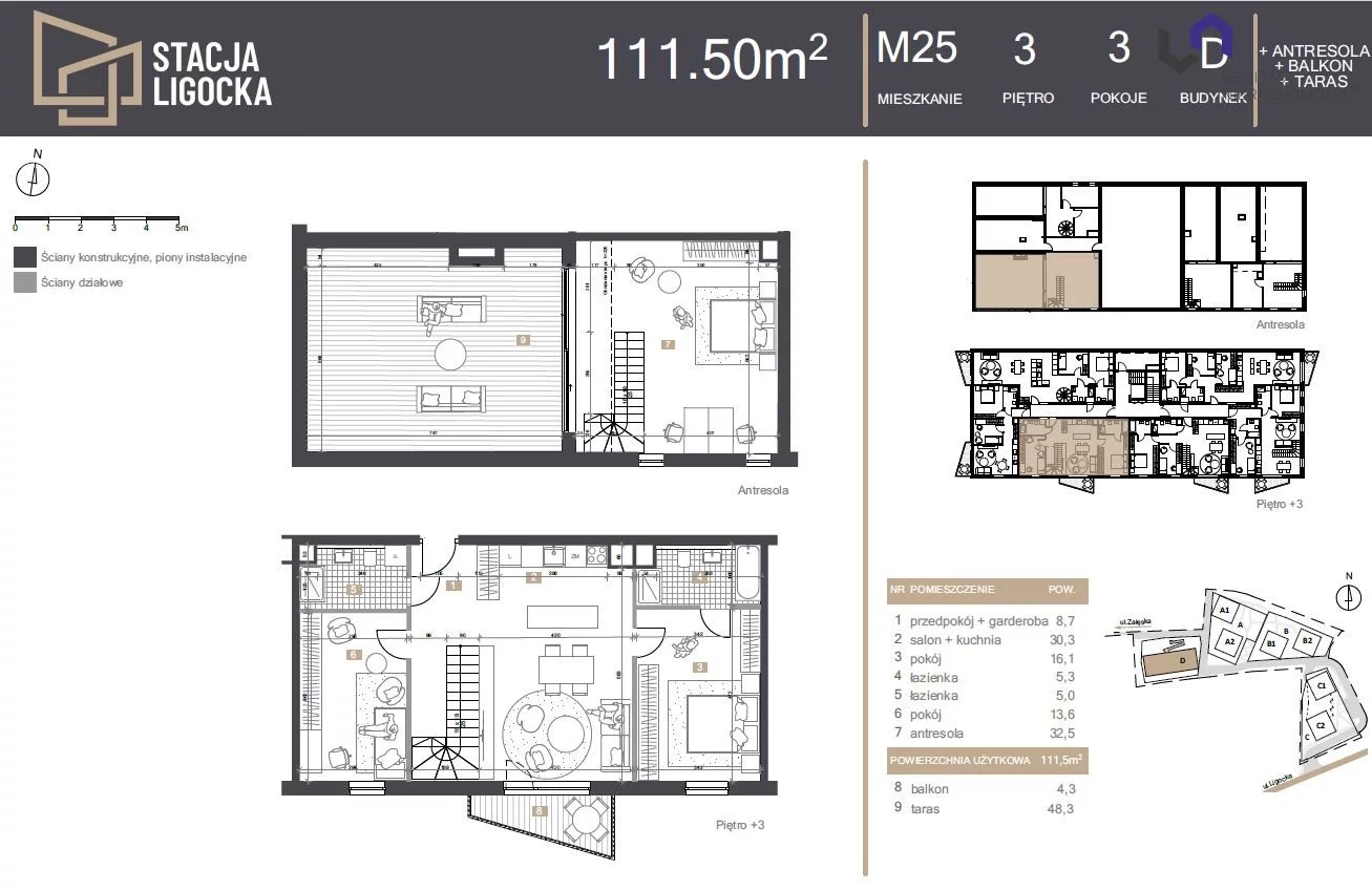 Mieszkanie na sprzedaż, 111,50 m², 3 pokoje, 3 piętro, oferta nr VTS-MS-7060