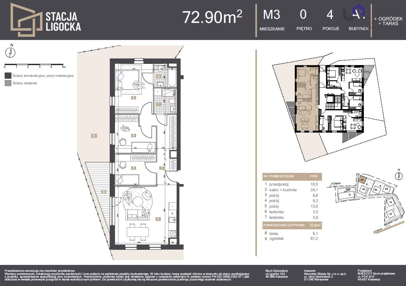 Mieszkanie na sprzedaż, 72,90 m², 4 pokoje, parter, oferta nr VTS-MS-7020