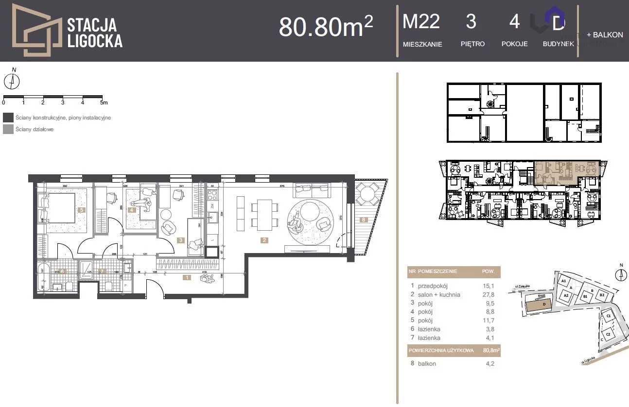 Mieszkanie na sprzedaż, 80,80 m², 4 pokoje, 3 piętro, oferta nr VTS-MS-7059