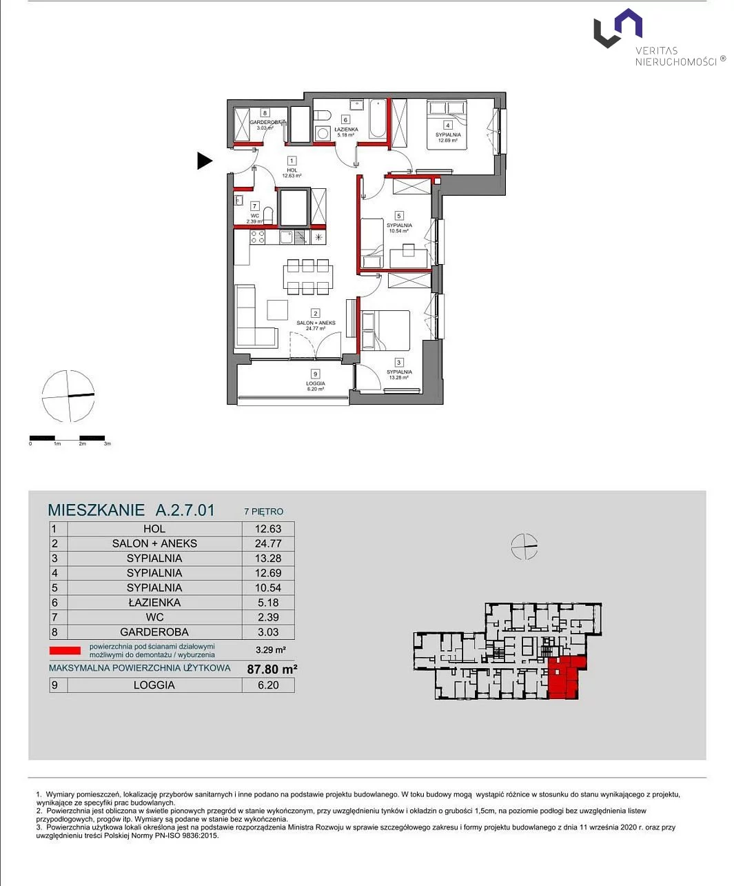 Mieszkanie na sprzedaż, 87,80 m², 4 pokoje, 7 piętro, oferta nr VTS-MS-6744