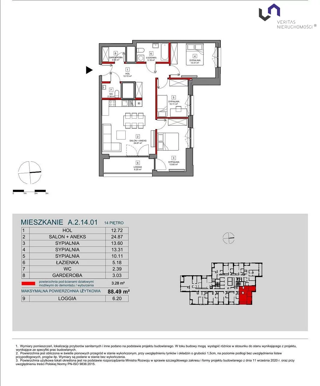 Mieszkanie na sprzedaż, 88,48 m², 4 pokoje, 14 piętro, oferta nr VTS-MS-6745