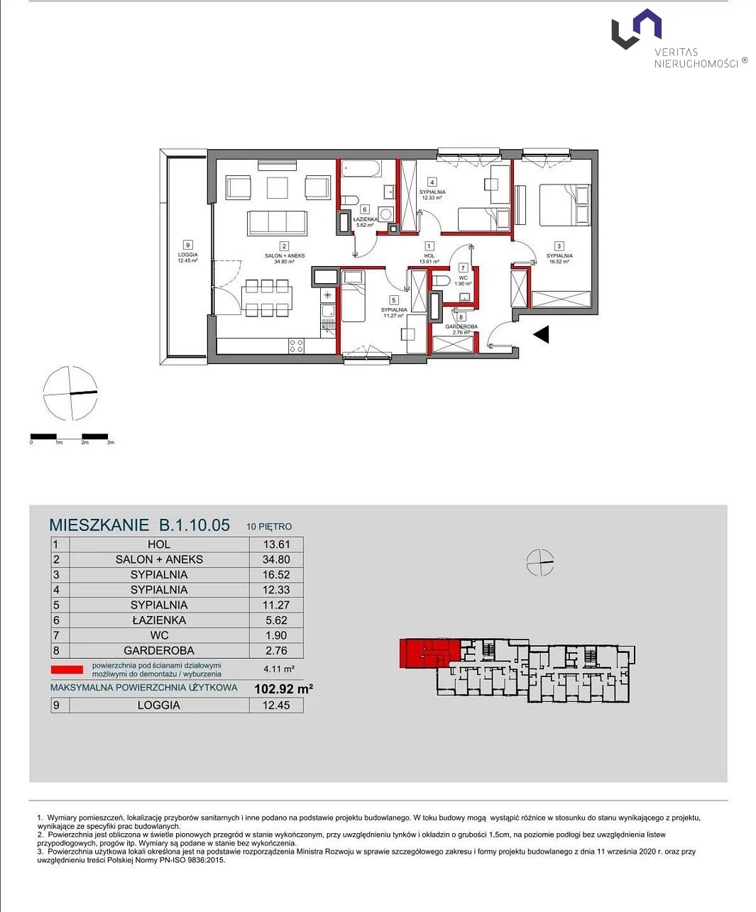 Mieszkanie na sprzedaż, 102,92 m², 4 pokoje, 10 piętro, oferta nr VTS-MS-6747