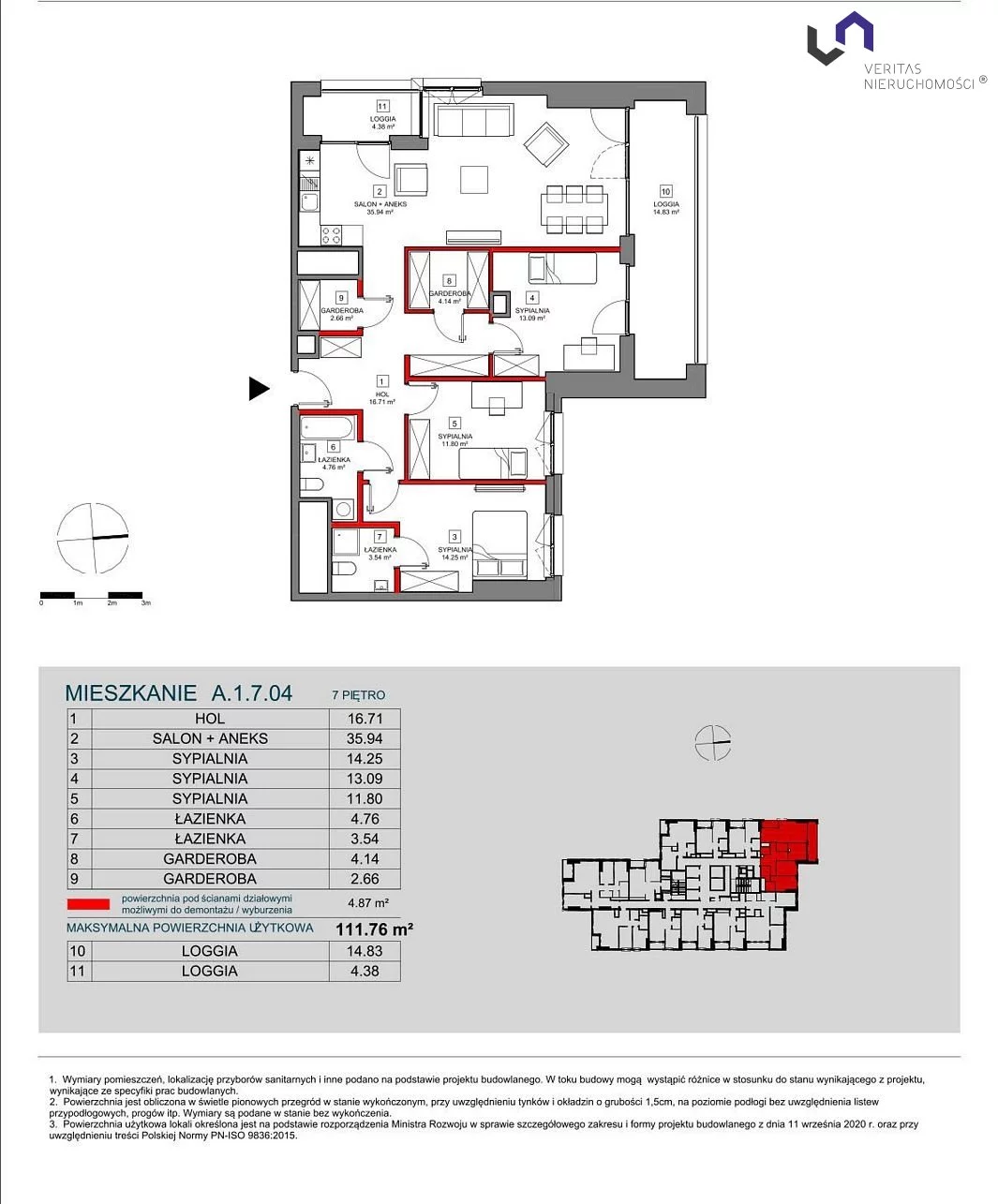 Mieszkanie na sprzedaż, 111,76 m², 4 pokoje, 7 piętro, oferta nr VTS-MS-6749