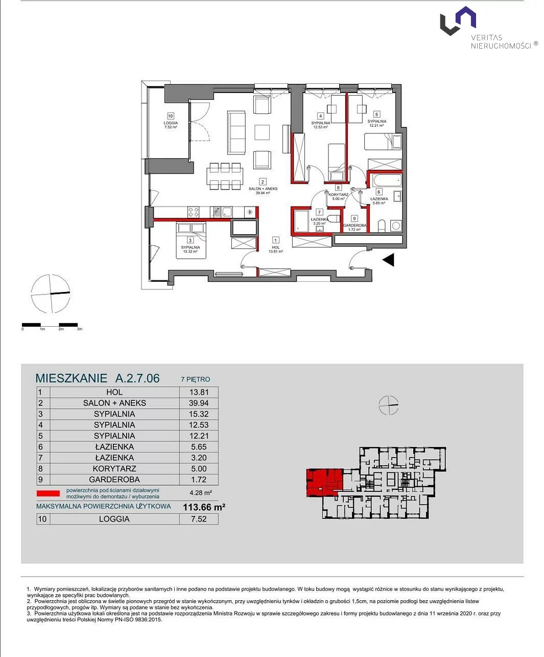 Mieszkanie na sprzedaż, 113,66 m², 4 pokoje, 7 piętro, oferta nr VTS-MS-6750