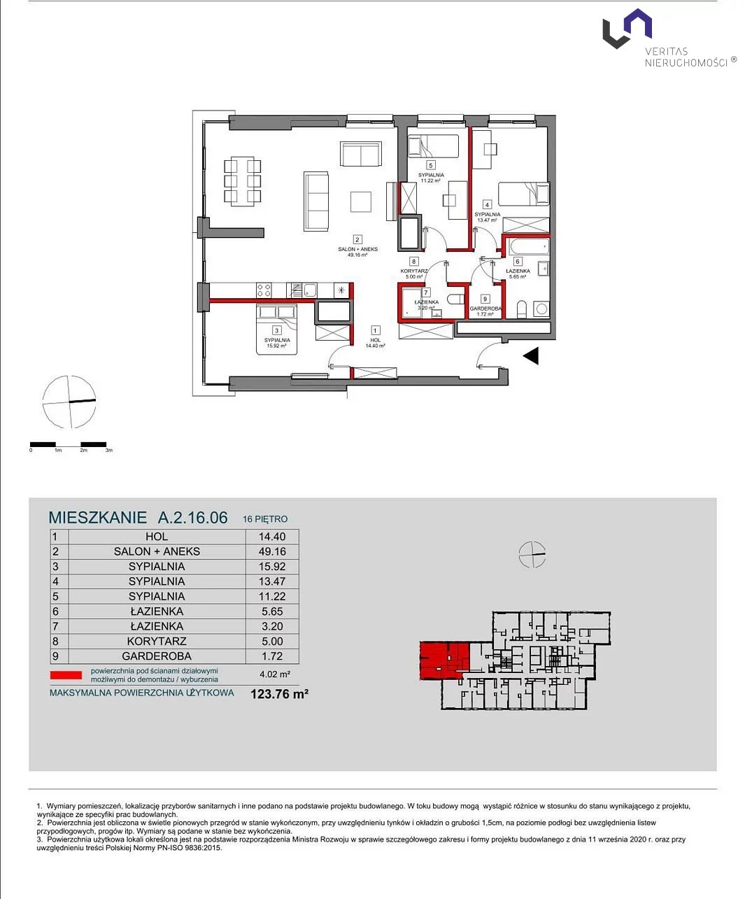 Mieszkanie na sprzedaż, 123,76 m², 4 pokoje, 16 piętro, oferta nr VTS-MS-6752