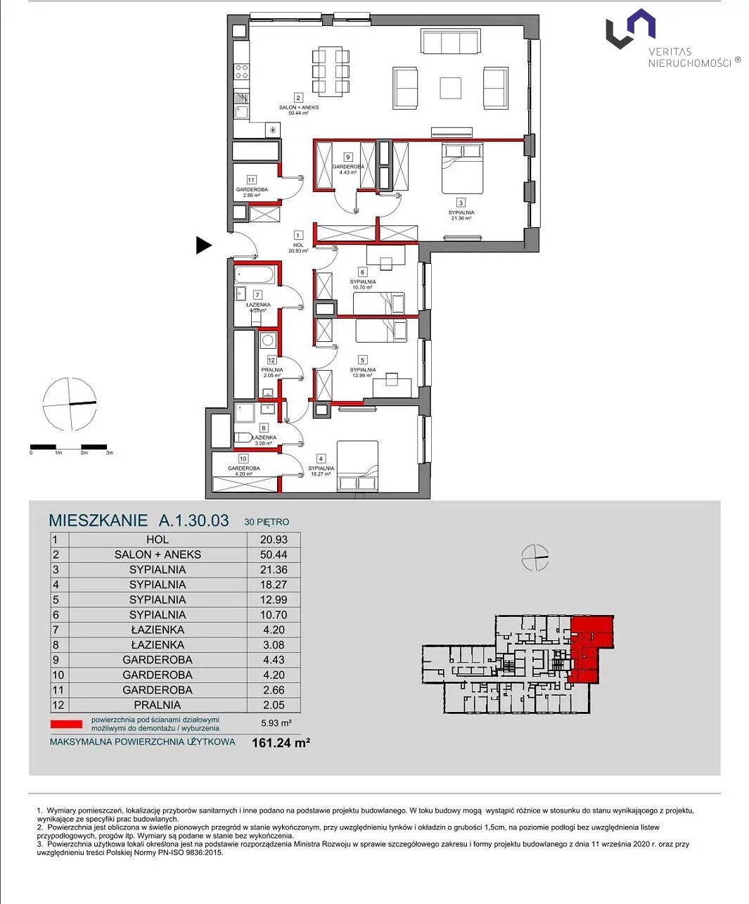 Mieszkanie na sprzedaż, 161,24 m², 5 pokoi, 30 piętro, oferta nr VTS-MS-6755