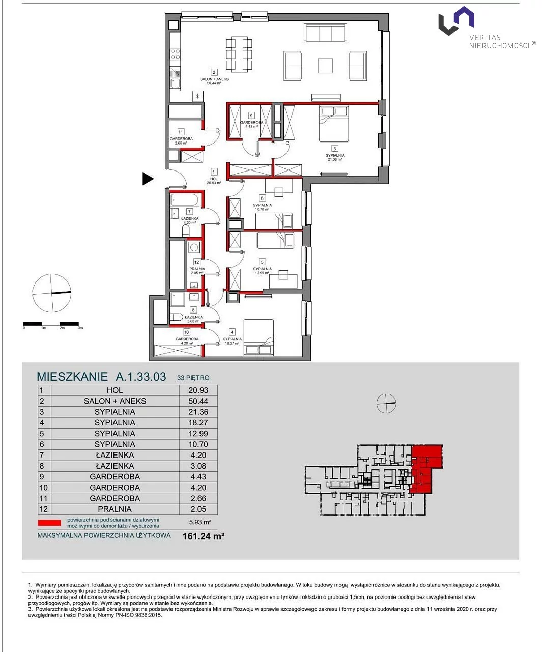 Mieszkanie na sprzedaż, 161,24 m², 5 pokoi, 33 piętro, oferta nr VTS-MS-6756