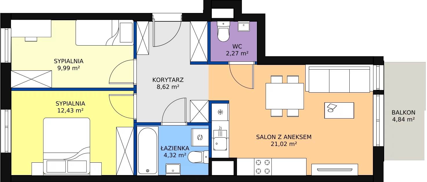 Zalety mieszkania 58.65 m², A/18