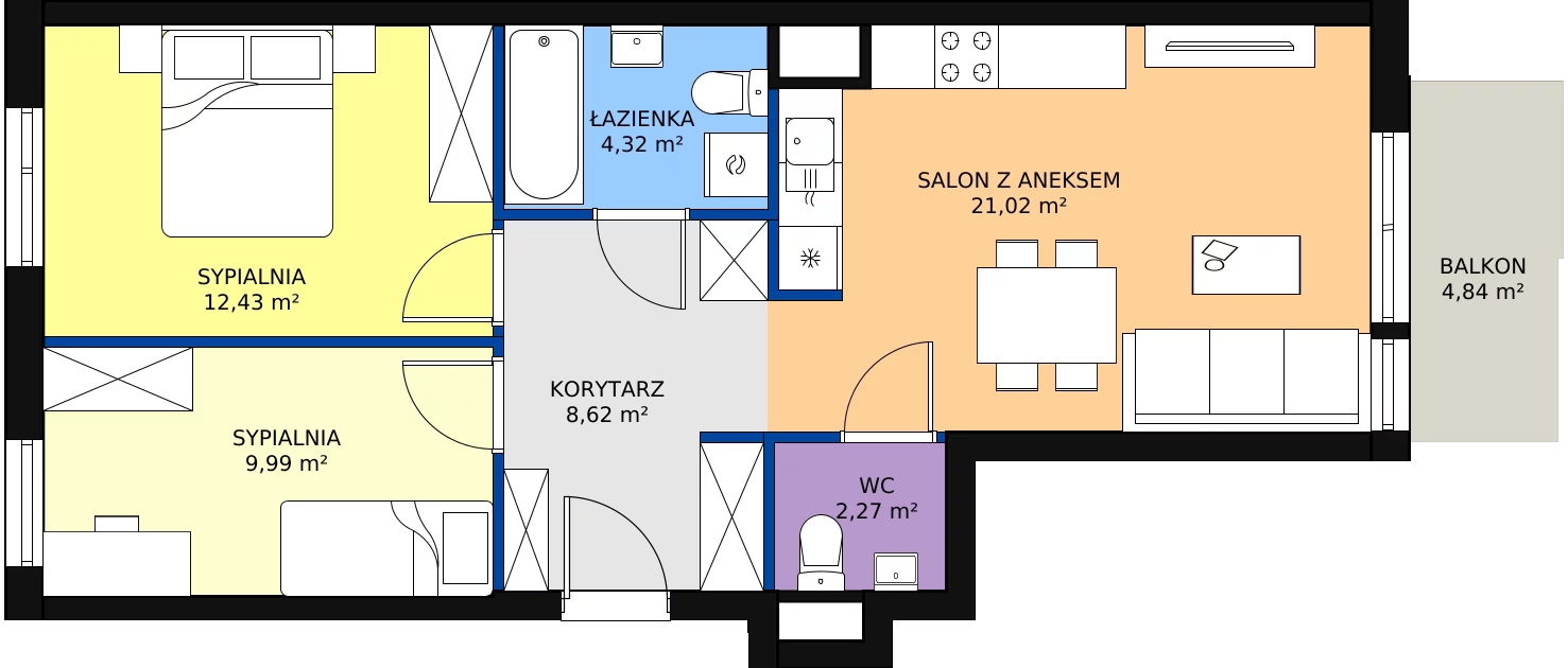 Zalety mieszkania 58.65 m², A/27