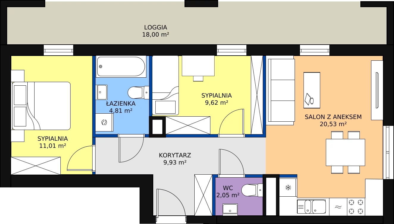 Zalety mieszkania 57.95 m², B/55