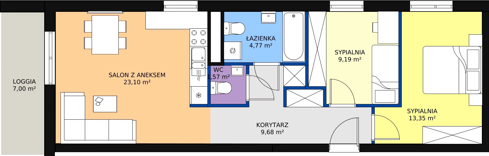 Zalety mieszkania 61.66 m², B/82