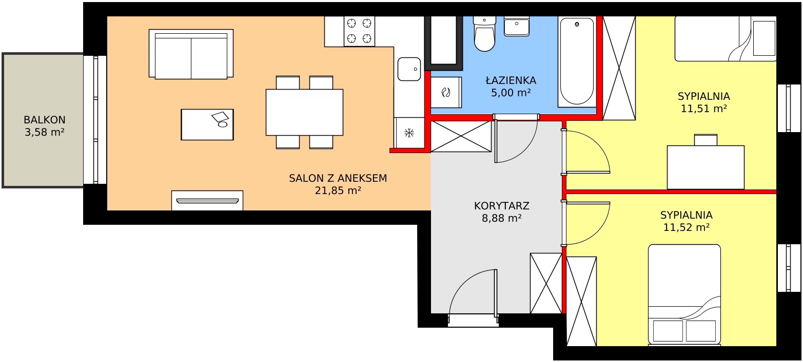 Zalety mieszkania 60.67 m², C1/111