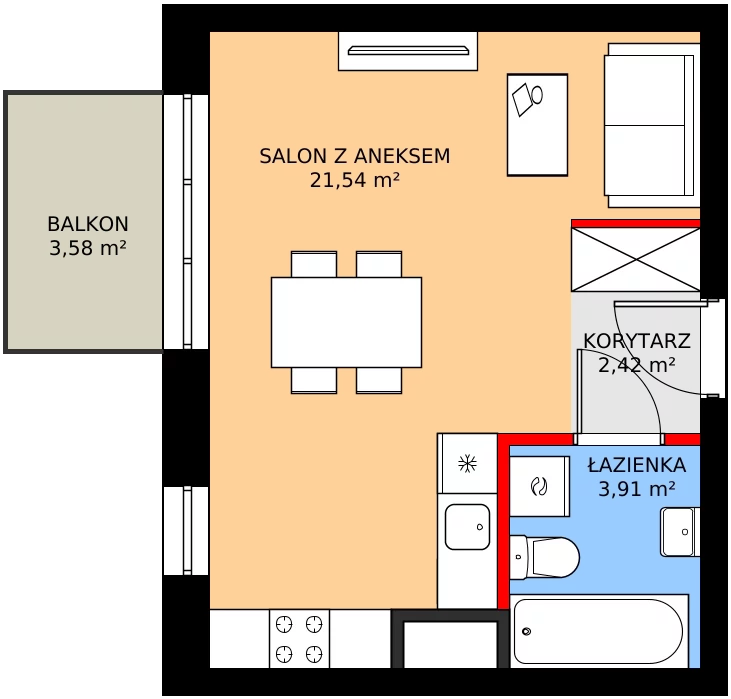 Zalety mieszkania 28.54 m², C1/94