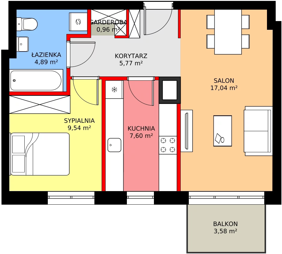 Zalety mieszkania 48.26 m², C1/79